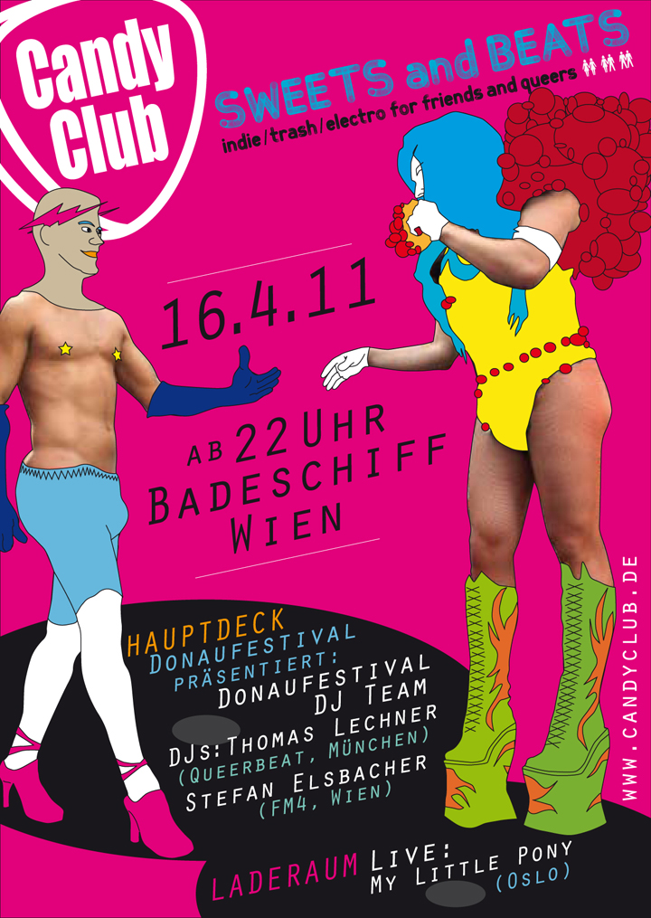 Flyer, Corporate Design, Invitation, CandyClub, Munich, Vienna, Illustration, Design, Queer Event,