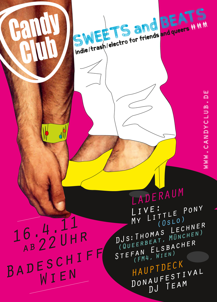 Flyer, Invitation, CandyClub, Munich, Vienna, Illustration, Design, Queer Event,
