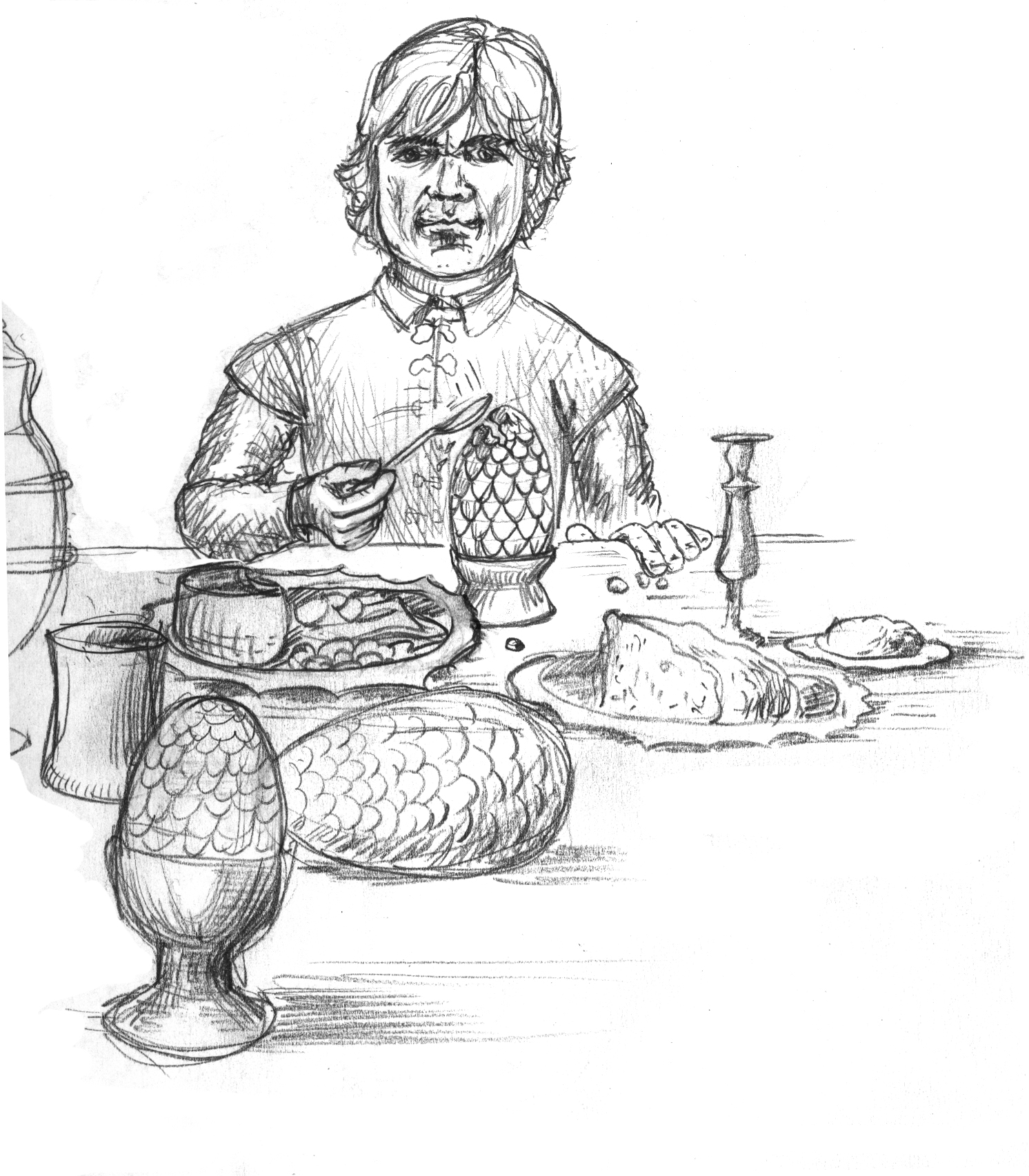  Tyrion Lennister, sketch, dragon eggs for breakfast, 