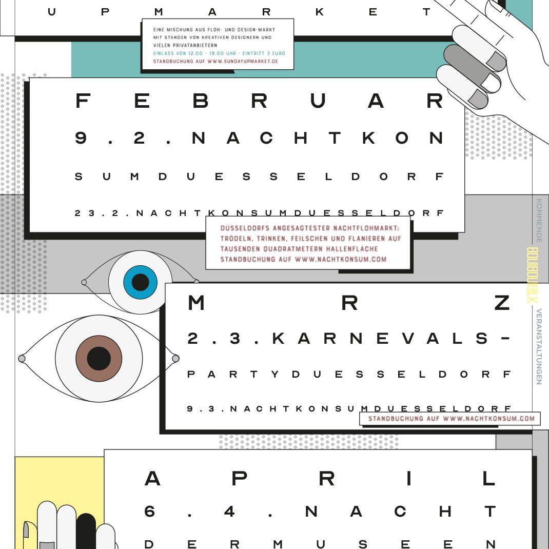 Vectordesign, Schedule, event folder, Lineart, BouiBouiBilk, Düsseldorf, Illustrated Flyer,
