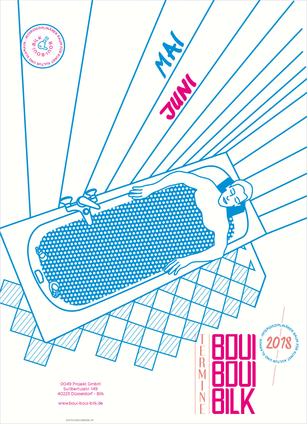 Taking a Bath, linedrawing, Event schedule, flyer design, Illustration, BouiBouiBilk, Düsseldorf, 0049events,