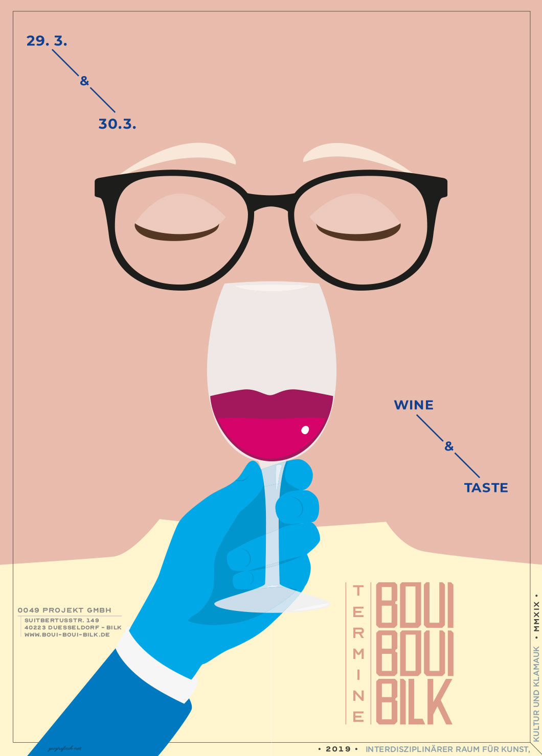 Wine and Taste, hand, glas, Vectordesign, illustrated Schedule, Folder, Flyer, Düsseldorf, Germany, BouiBouiBilk,