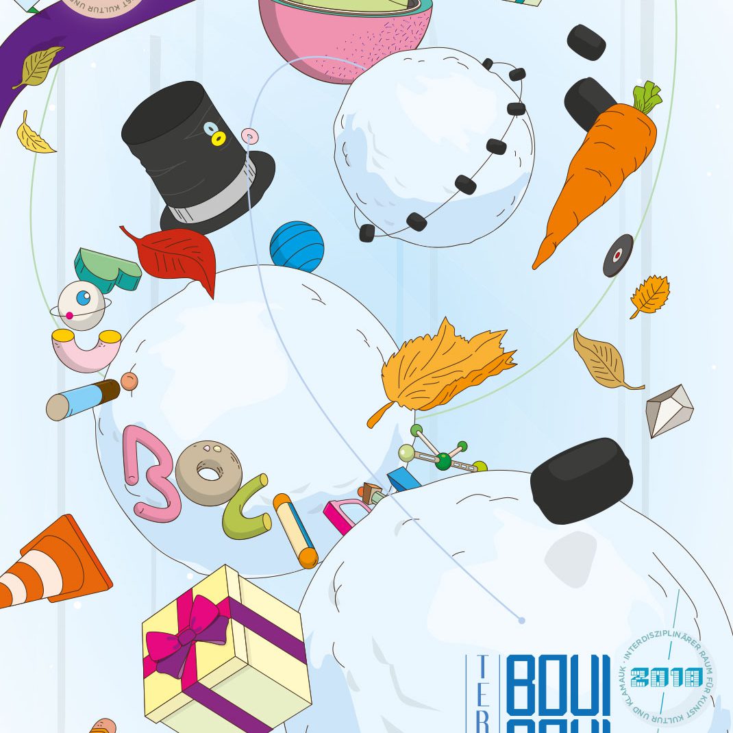Planets, snowballs, illustrated, vectordesign, folder, event schedule, winter 2018, BouiBouiBilk,,
