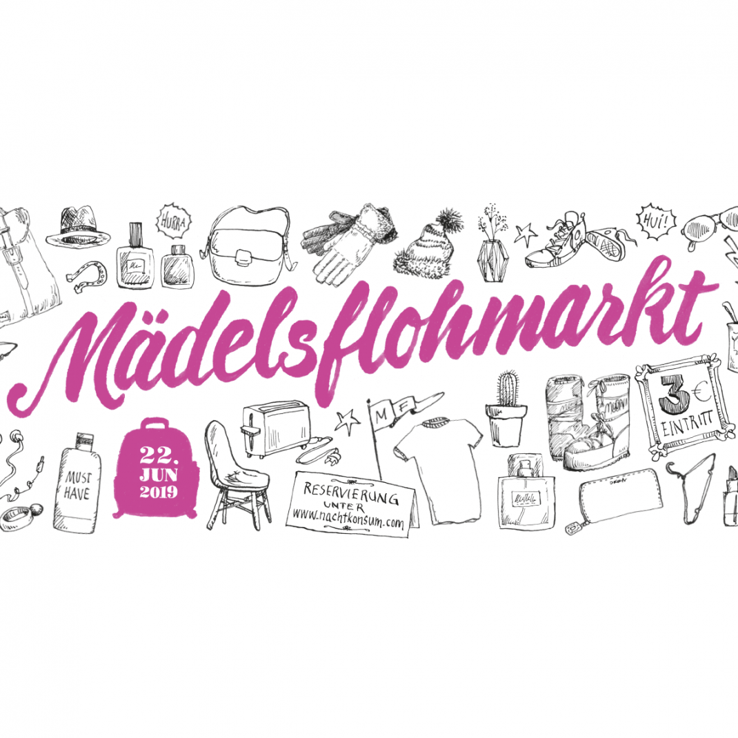Mädelsflohmarkt, illustrated Schedule, Folder, 2019, keyvisual, Girlsfleamarket, 0049events,,