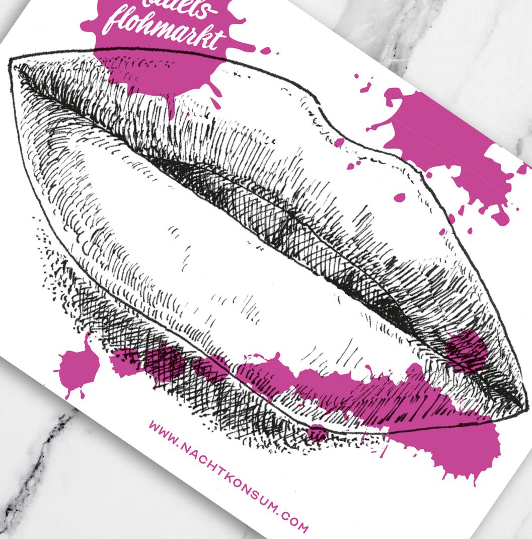 Illustration, lips, girls mouth, Unfolded page for "Mädelsflohmarkt" / Girls Fleamarket