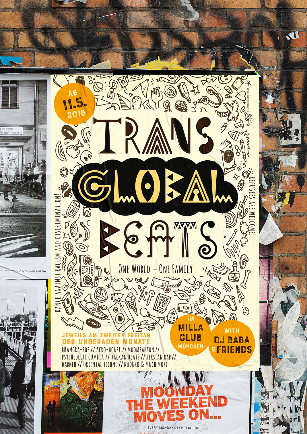 Trans Global Beats, Poster, Illustration, Brand design, Veranstaltung, munich, queerbeats,
